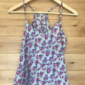 Flowing silk floral tank.